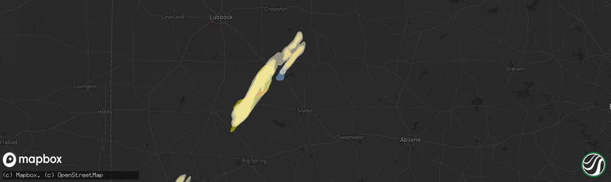 Hail map in Snyder, TX on November 17, 2024