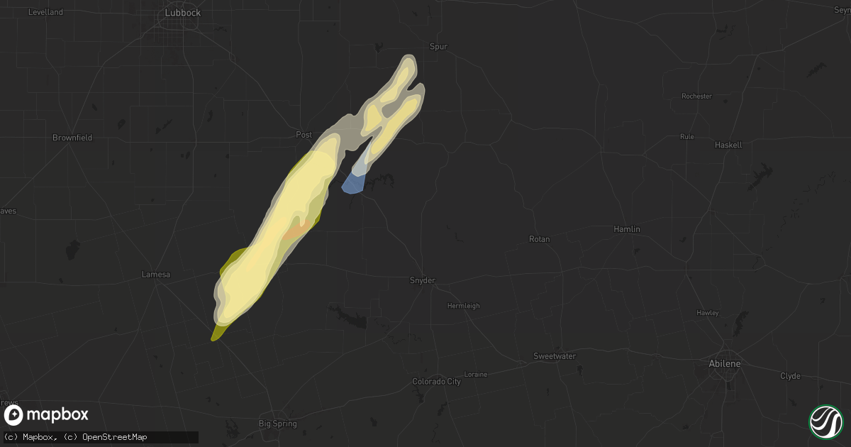 Hail map in Snyder, TX on November 17, 2024
