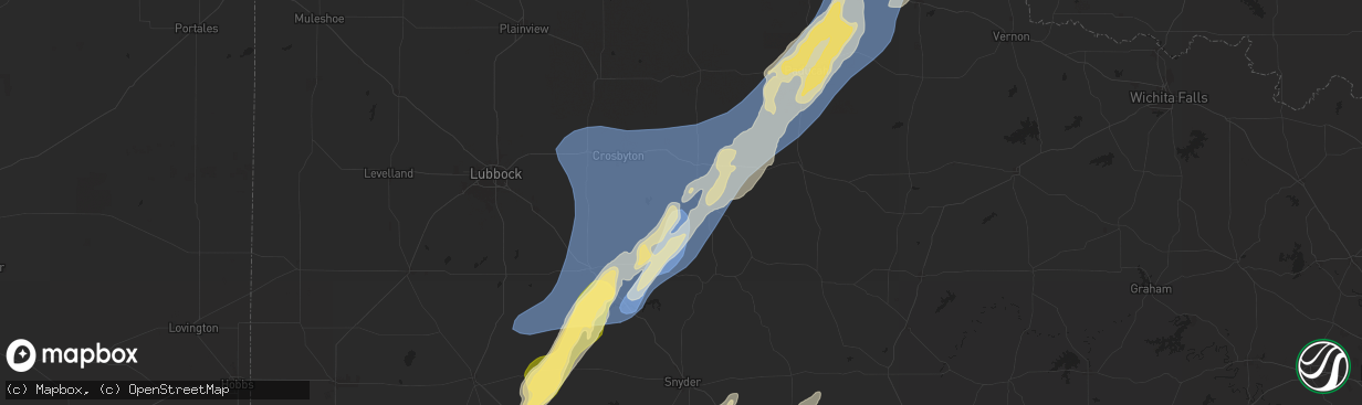 Hail map in Spur, TX on November 17, 2024