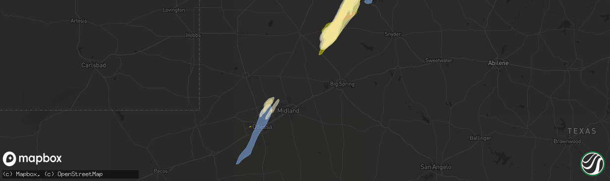 Hail map in Stanton, TX on November 17, 2024