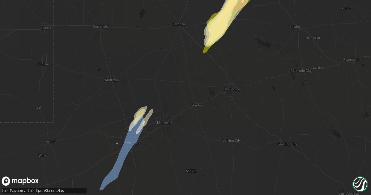 Hail map in Stanton, TX on November 17, 2024