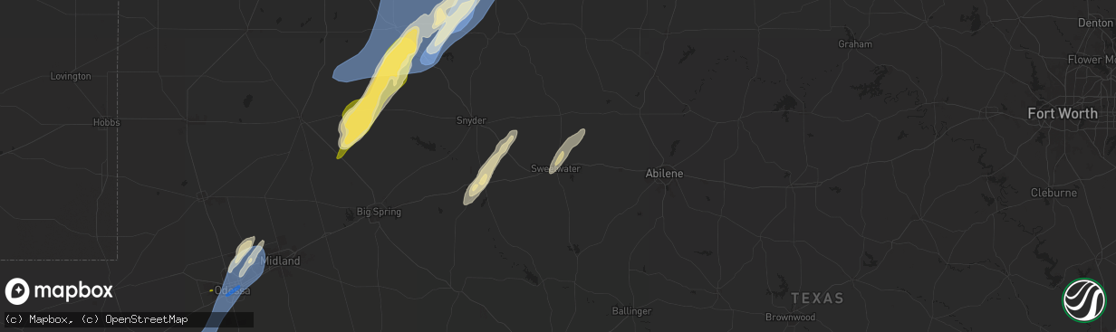 Hail map in Sweetwater, TX on November 17, 2024