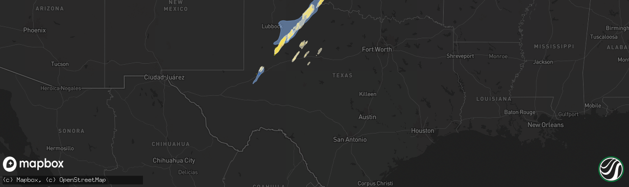 Hail map in Texas on November 17, 2024