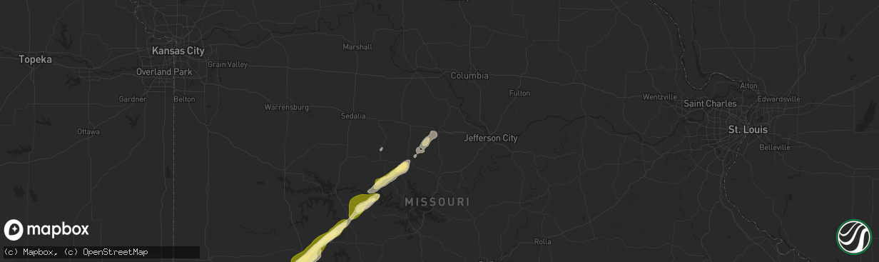 Hail map in California, MO on November 17, 2025