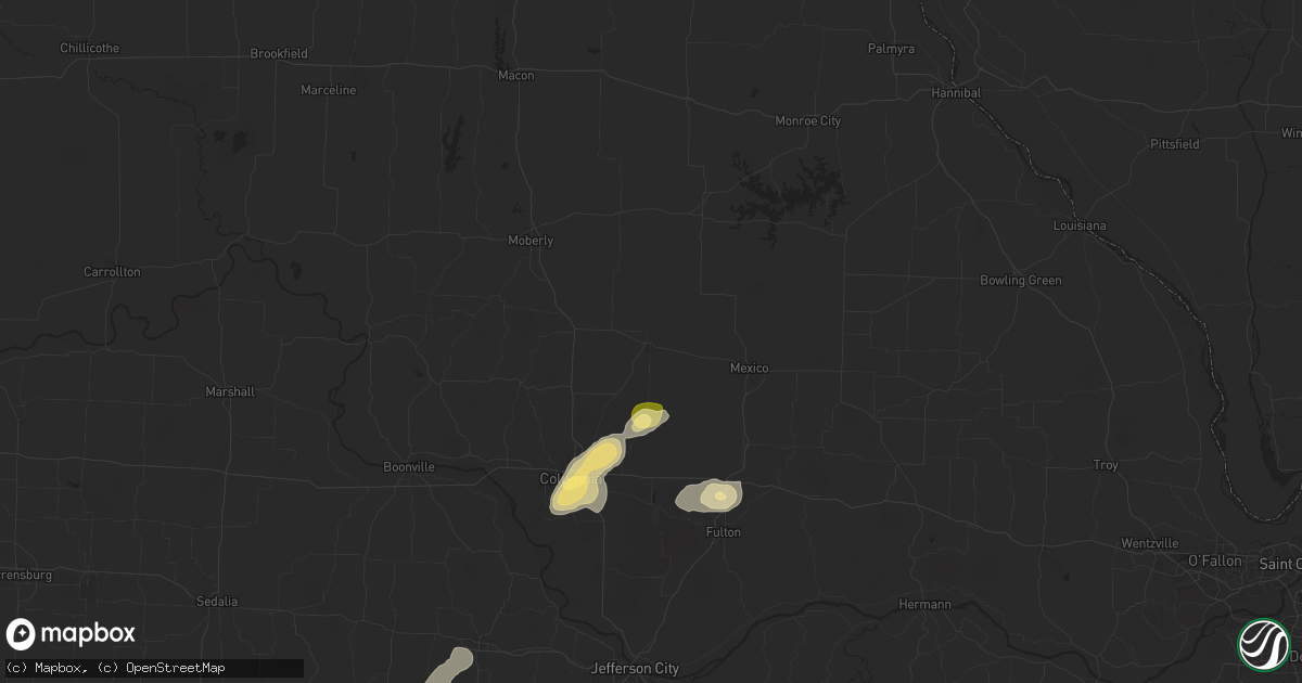 Hail map in Centralia, MO on November 17, 2025