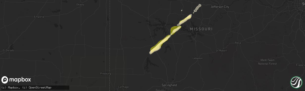 Hail map in Collins, MO on November 17, 2025
