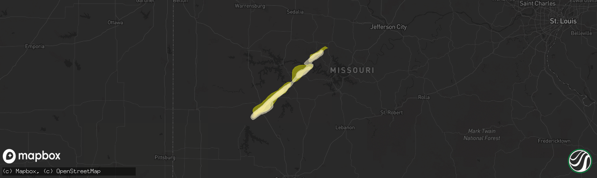 Hail map in Cross Timbers, MO on November 17, 2025