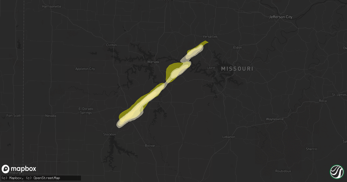 Hail map in Cross Timbers, MO on November 17, 2025