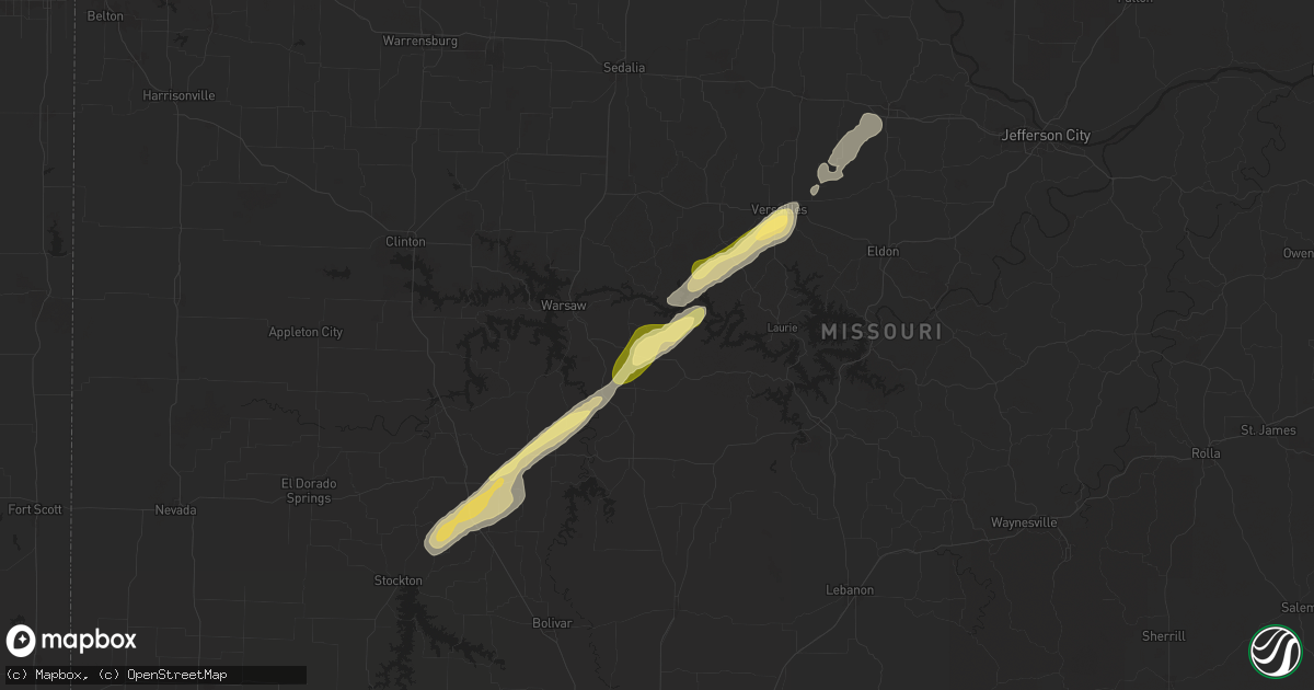 Hail map in Edwards, MO on November 17, 2025