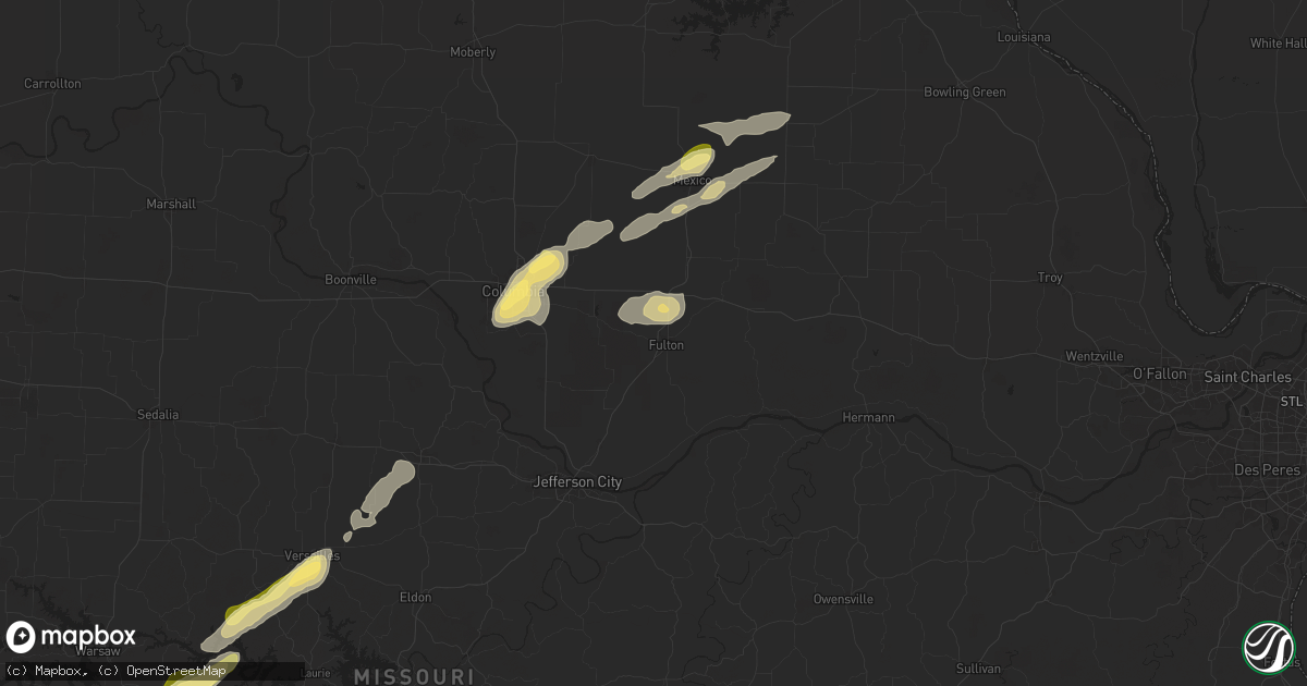Hail map in Fulton, MO on November 17, 2025