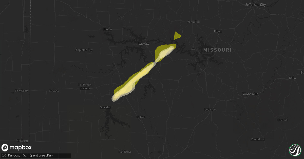Hail map in Hermitage, MO on November 17, 2025