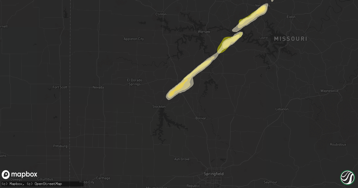 Hail map in Humansville, MO on November 17, 2025