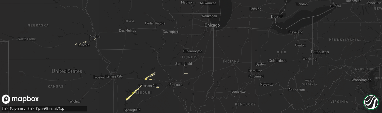 Hail map in Illinois on November 17, 2025