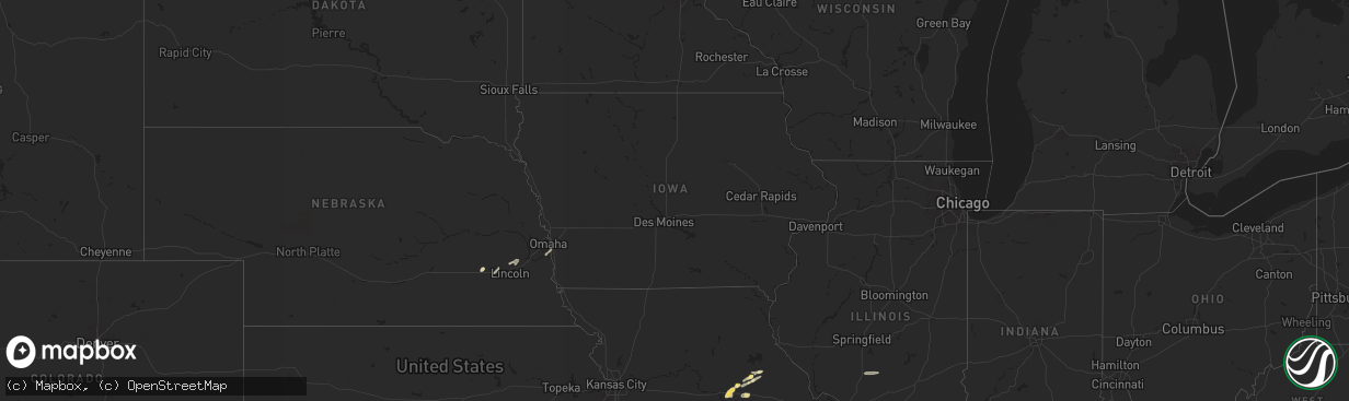 Hail map in Iowa on November 17, 2025