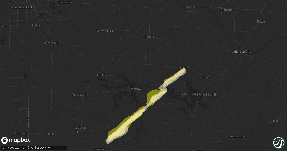 Hail map in Lincoln, MO on November 17, 2025