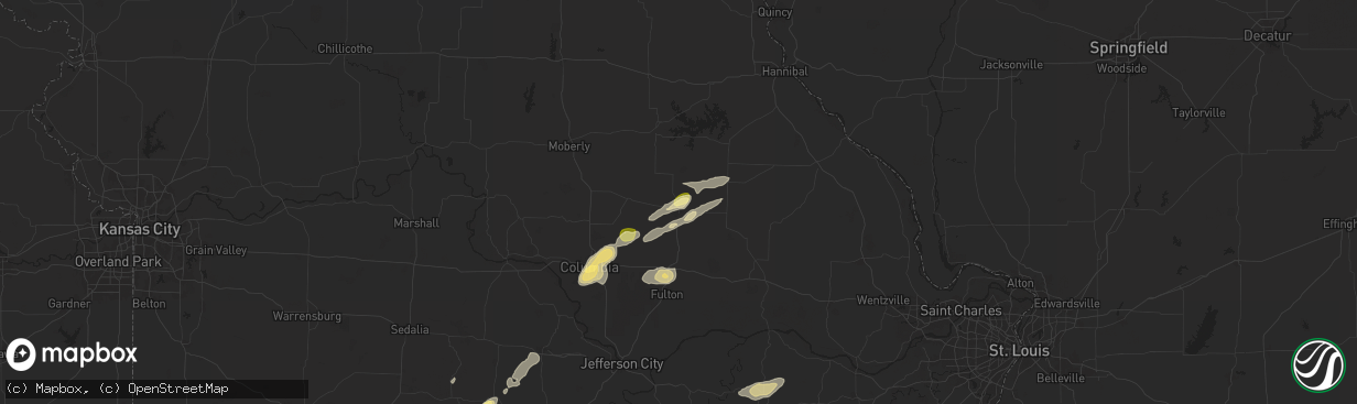 Hail map in Mexico, MO on November 17, 2025