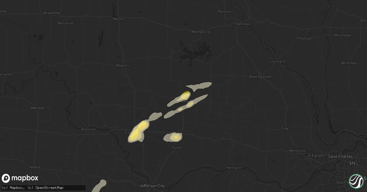 Hail map in Mexico, MO on November 17, 2025