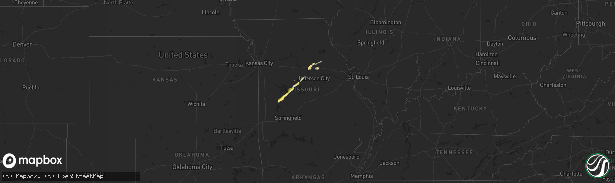 Hail map in Missouri on November 17, 2025