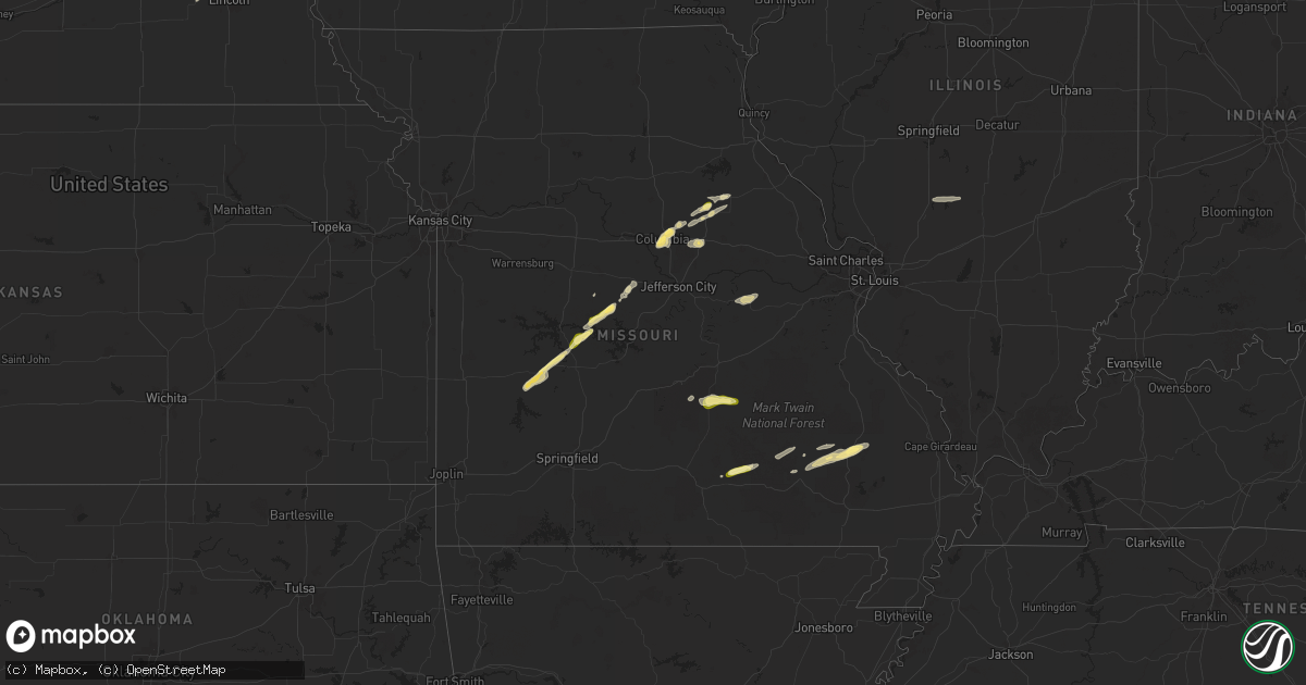 Hail map in Missouri on November 17, 2025