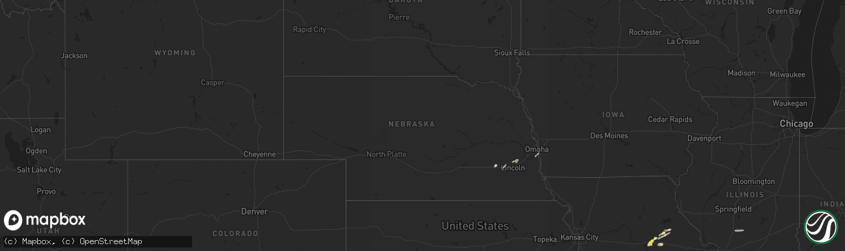 Hail map in Nebraska on November 17, 2025