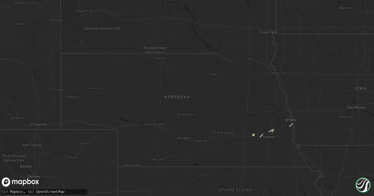 Hail map in Nebraska on November 17, 2025