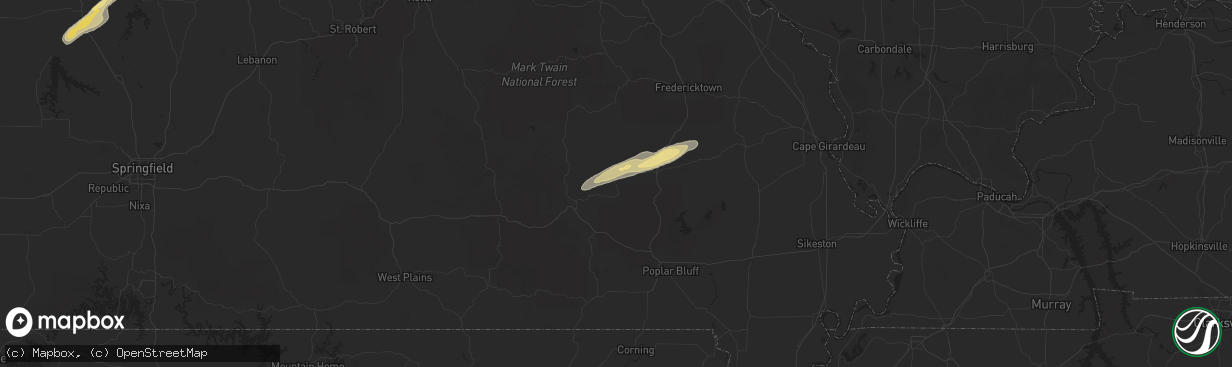 Hail map in Piedmont, MO on November 17, 2025