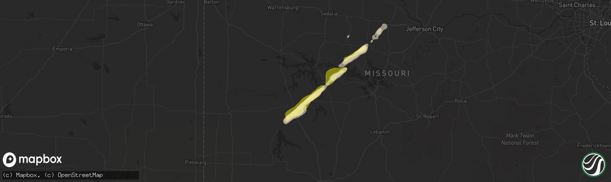 Hail map in Quincy, MO on November 17, 2025