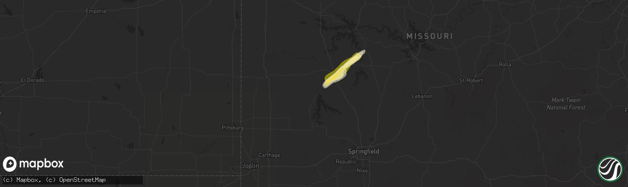 Hail map in Stockton, MO on November 17, 2025