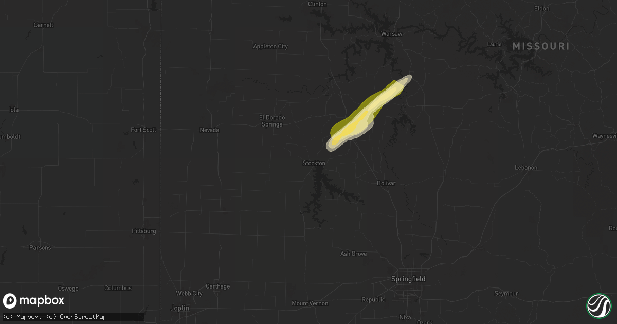 Hail map in Stockton, MO on November 17, 2025