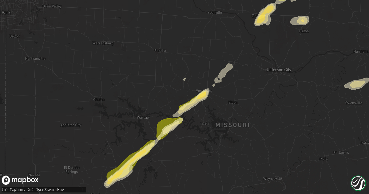 Hail map in Stover, MO on November 17, 2025