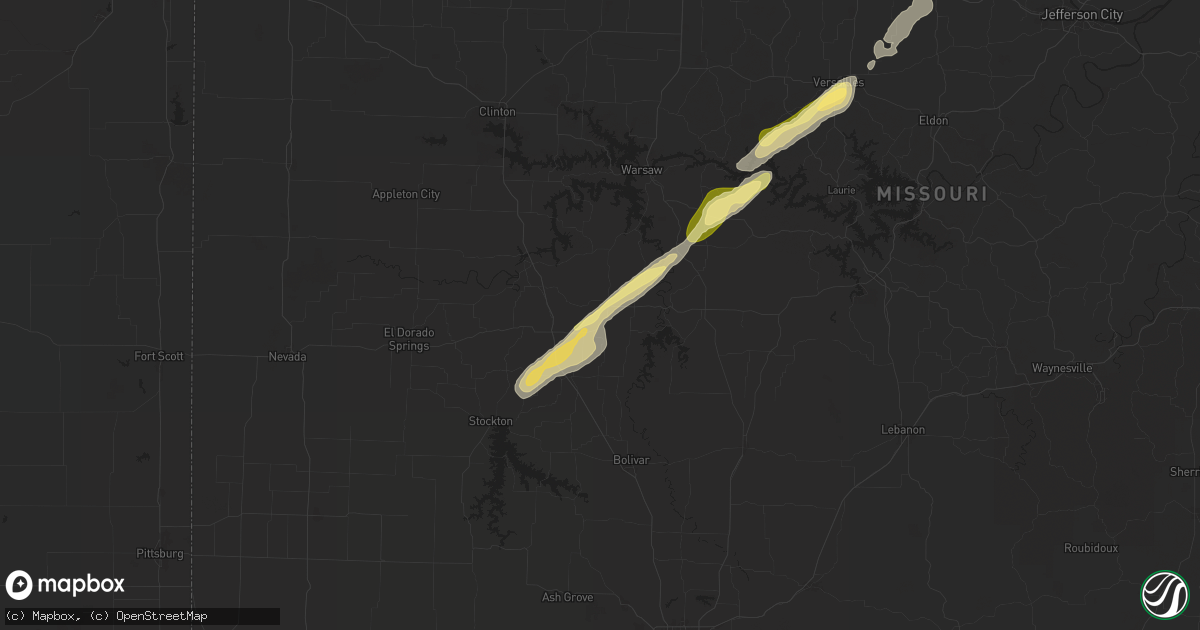 Hail map in Weaubleau, MO on November 17, 2025