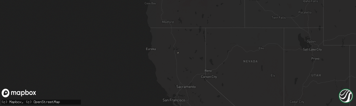 Hail map in California on November 18, 2023