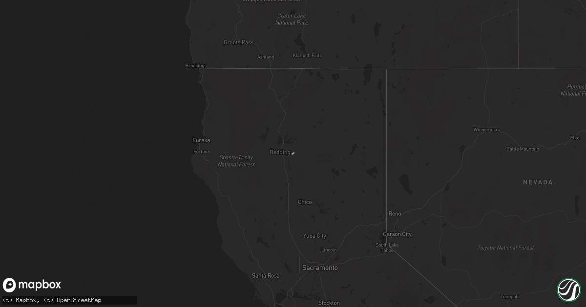 Hail map in California on November 18, 2023