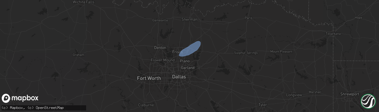 Hail map in Allen, TX on November 18, 2024