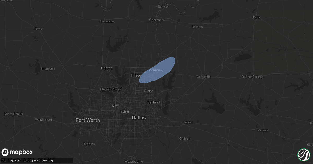 Hail map in Allen, TX on November 18, 2024