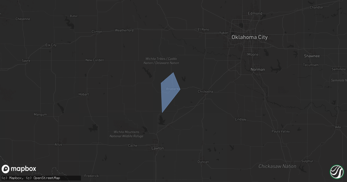 Hail map in Anadarko, OK on November 18, 2024