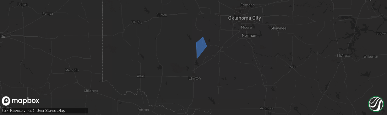 Hail map in Apache, OK on November 18, 2024