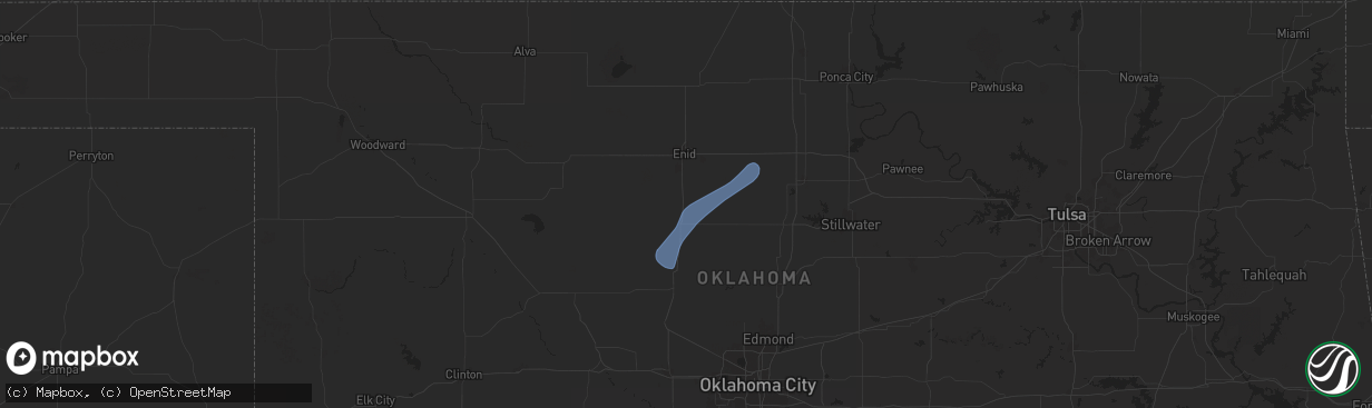 Hail map in Bison, OK on November 18, 2024