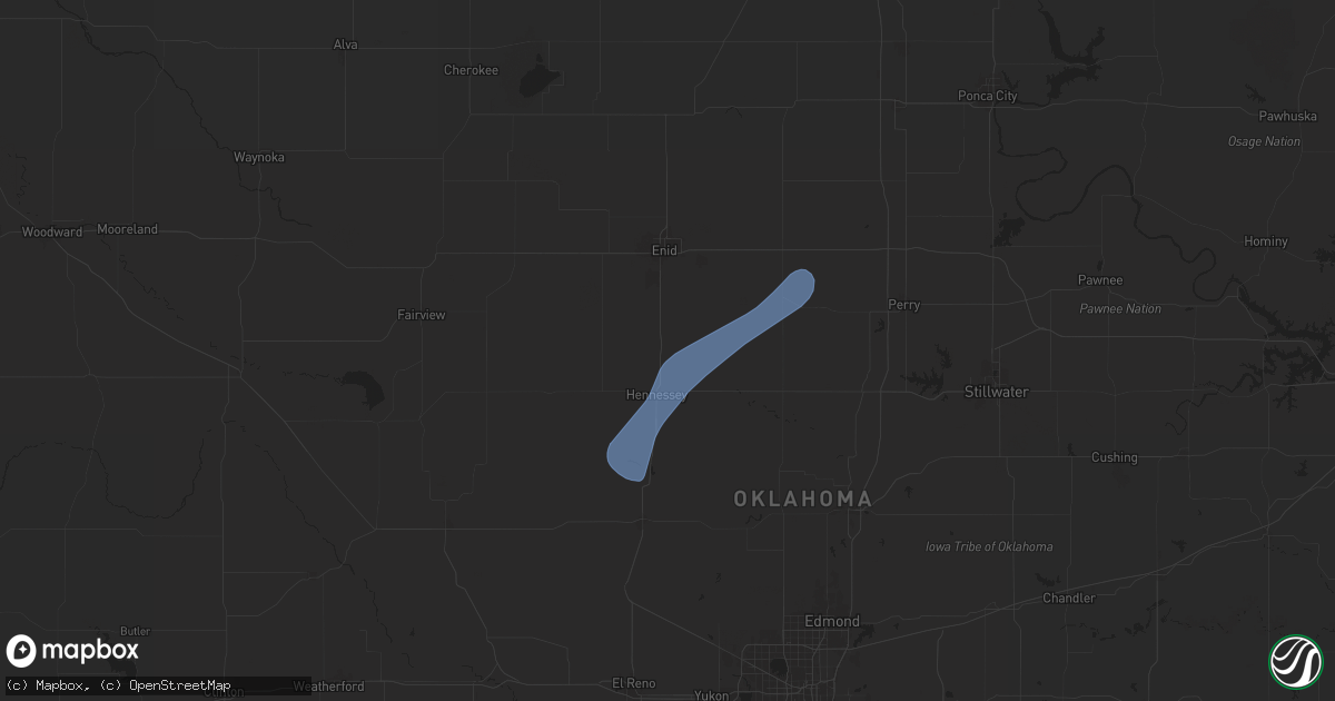 Hail map in Bison, OK on November 18, 2024