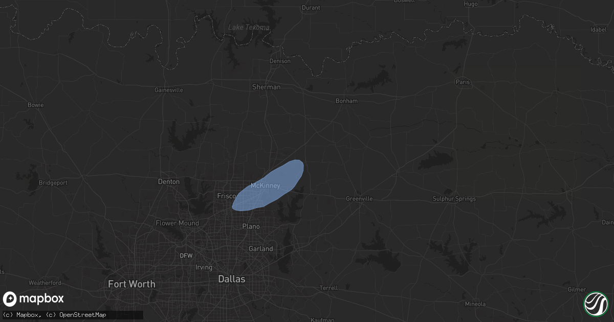 Hail map in Blue Ridge, TX on November 18, 2024