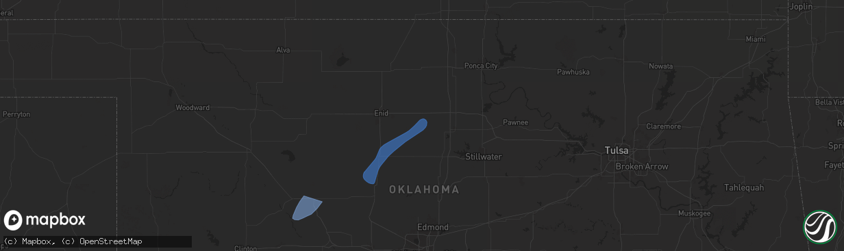 Hail map in Covington, OK on November 18, 2024