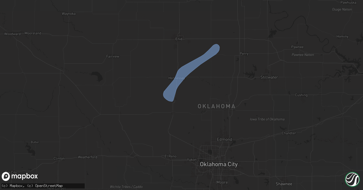 Hail map in Dover, OK on November 18, 2024