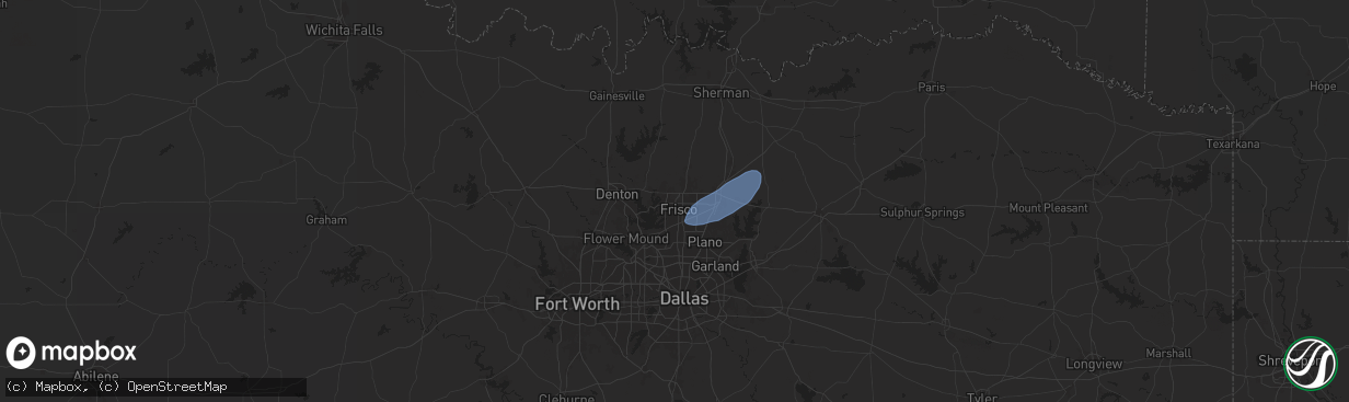 Hail map in Frisco, TX on November 18, 2024