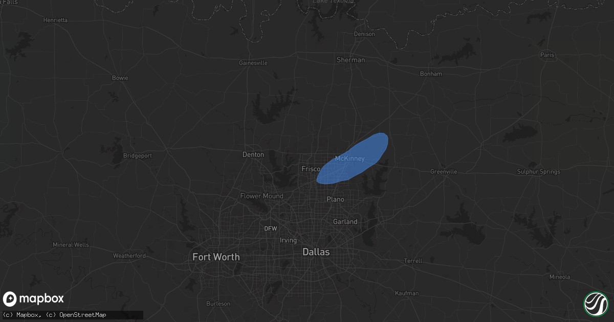 Hail map in Frisco, TX on November 18, 2024
