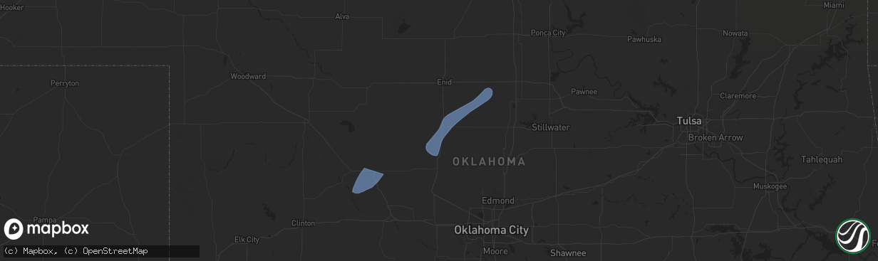 Hail map in Hennessey, OK on November 18, 2024