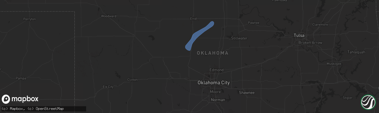 Hail map in Kingfisher, OK on November 18, 2024