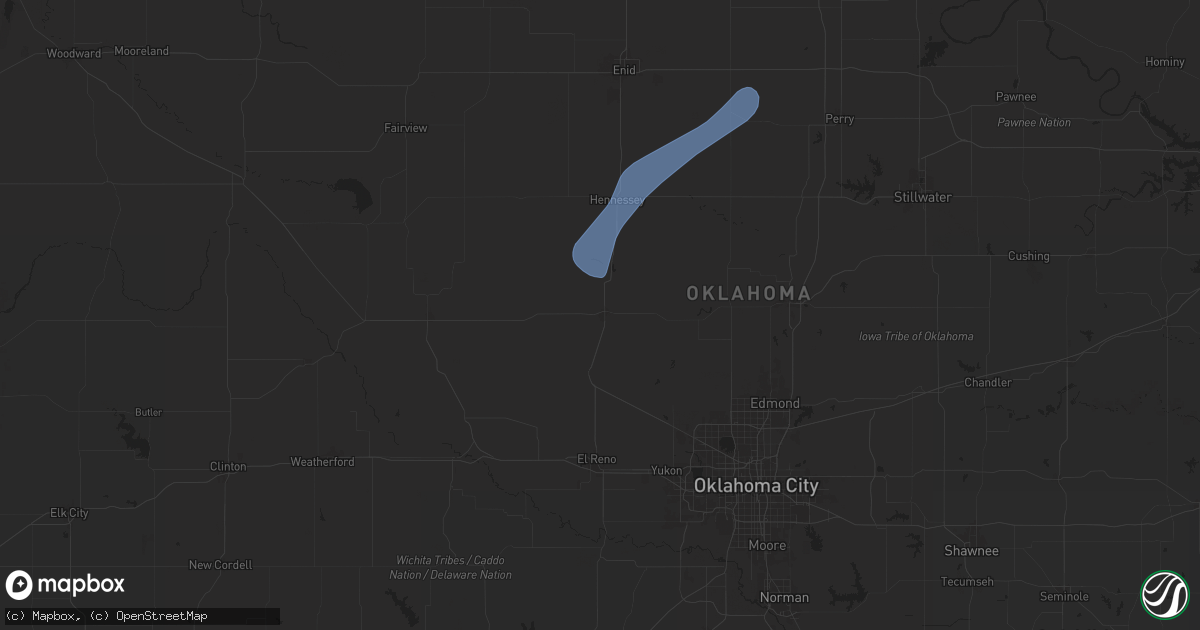 Hail map in Kingfisher, OK on November 18, 2024