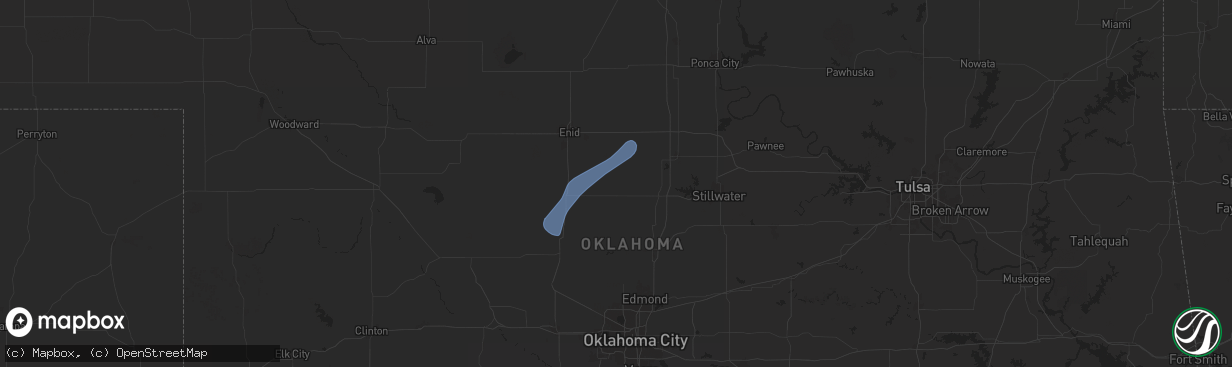 Hail map in Marshall, OK on November 18, 2024