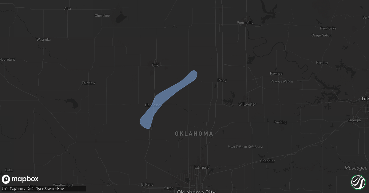 Hail map in Marshall, OK on November 18, 2024