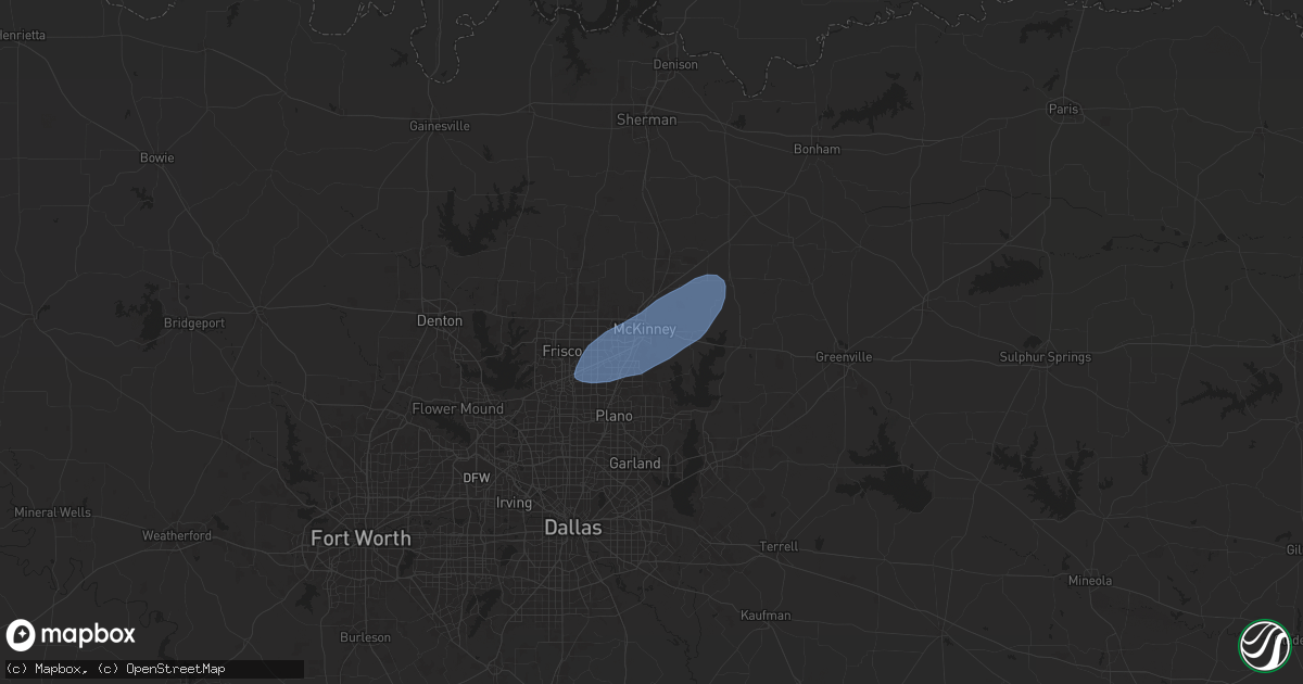 Hail map in Mckinney, TX on November 18, 2024
